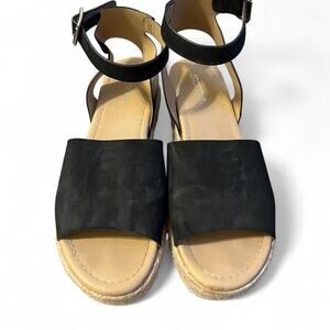 Black suede espadrille sandals